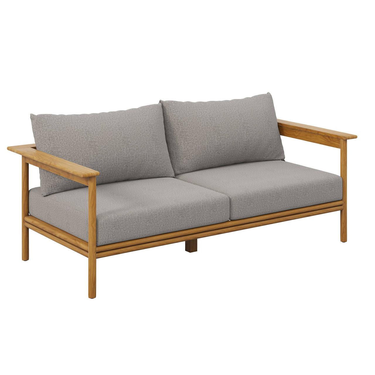 Weylan Alfresco Grade-A Teak Sofa, Natural Wood & Gray