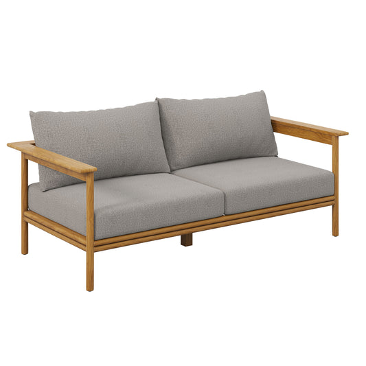 Weylan Alfresco Grade-A Teak Sofa, Natural Wood & Gray