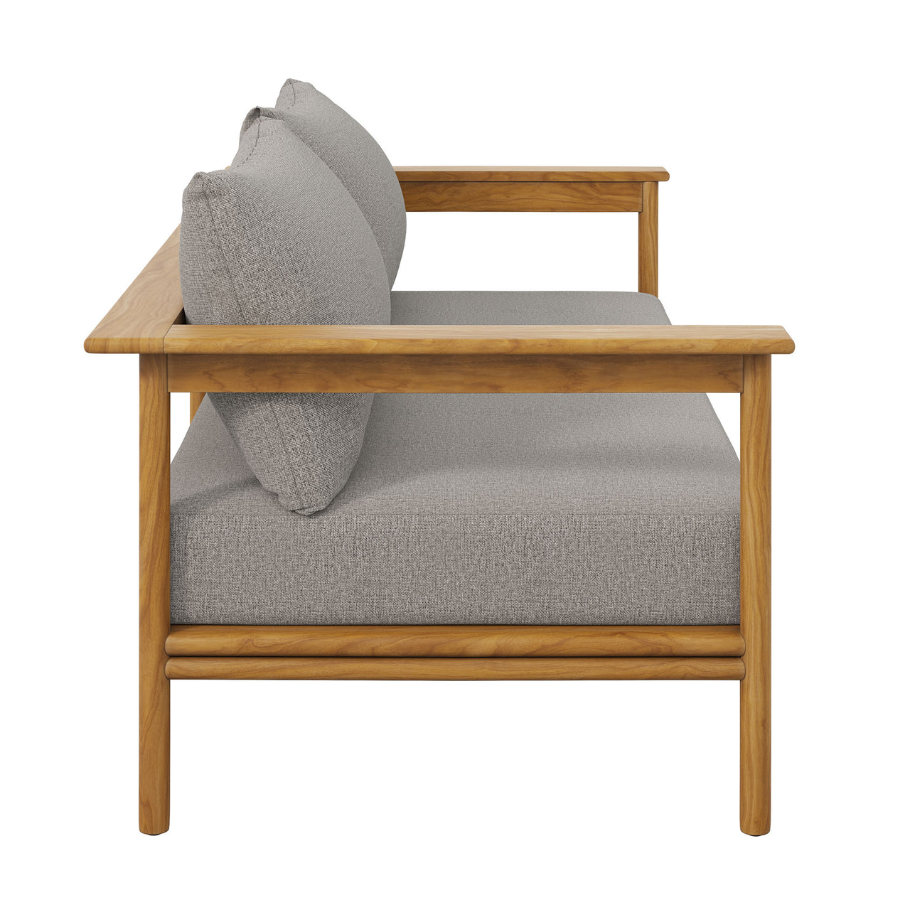 Weylan Alfresco Grade-A Teak Sofa, Natural Wood & Gray
