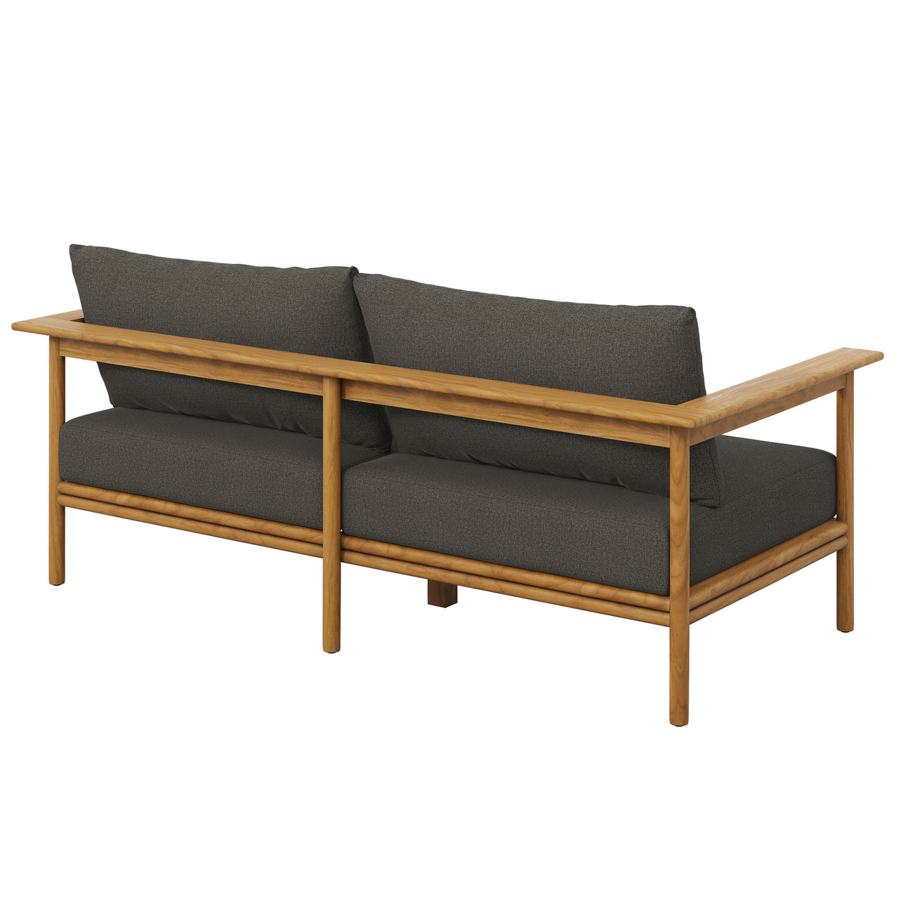 Weylan Alfresco Grade-A Teak Sofa, Natural Wood & Charcoal
