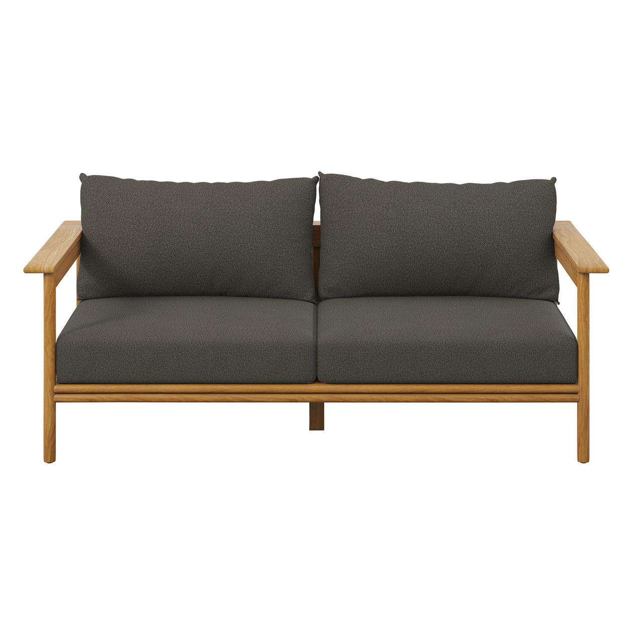 Weylan Alfresco Grade-A Teak Sofa, Natural Wood & Charcoal