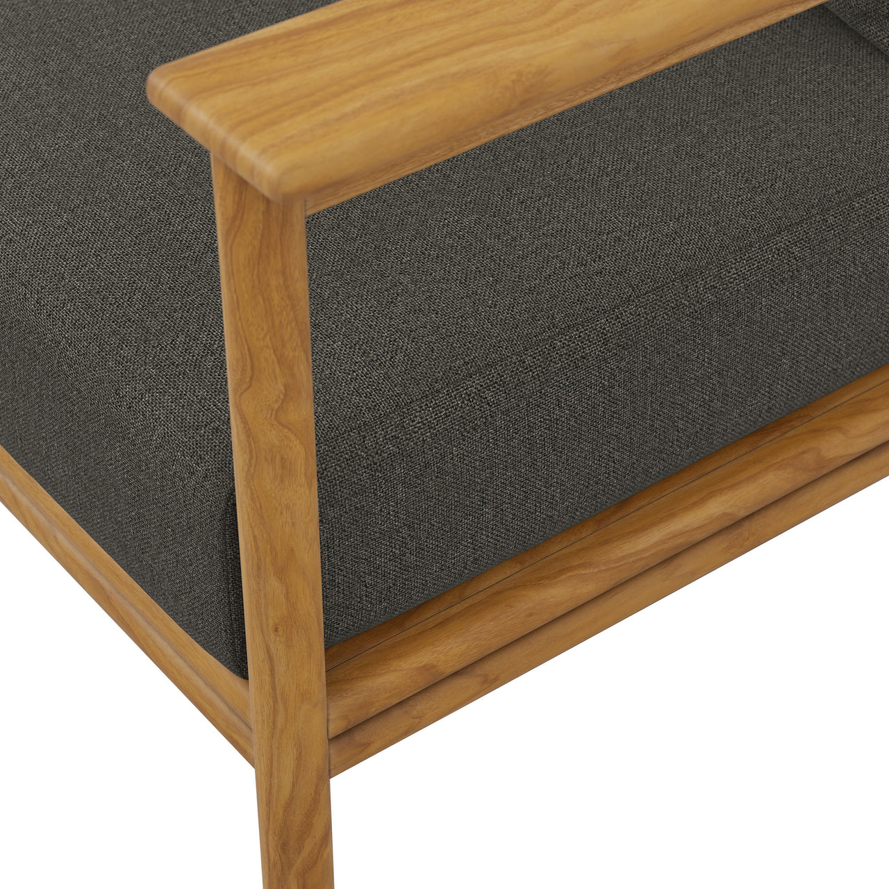 Weylan Alfresco Grade-A Teak Sofa, Natural Wood & Charcoal