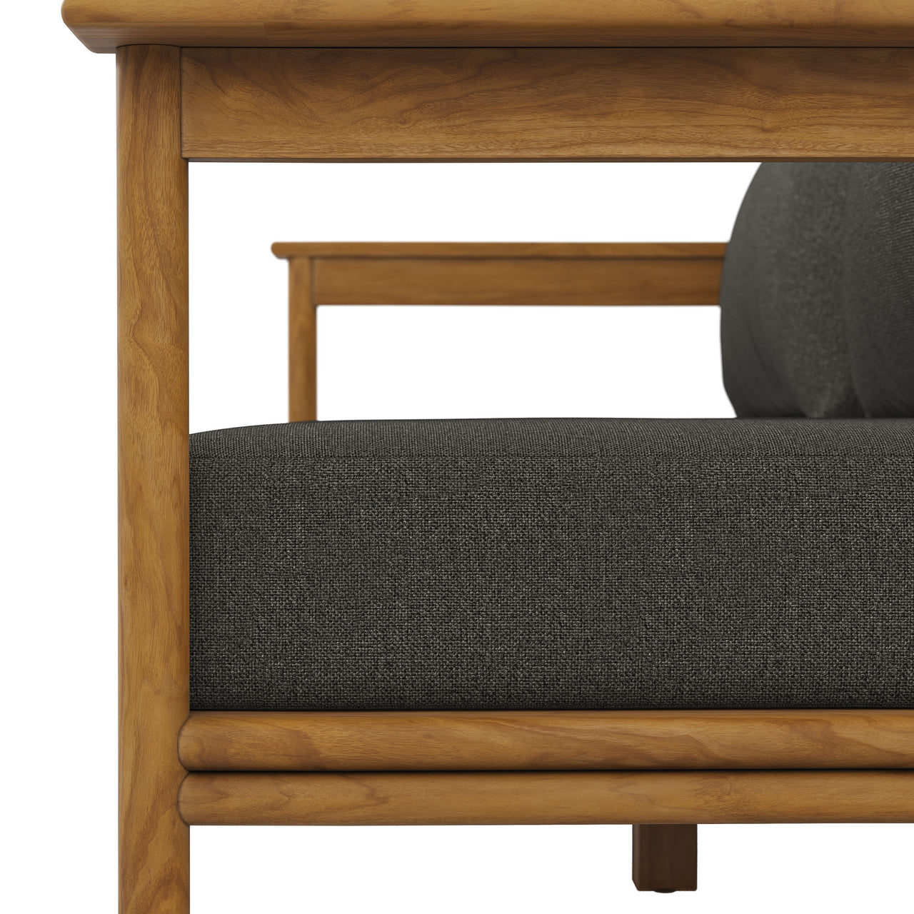 Weylan Alfresco Grade-A Teak Sofa, Natural Wood & Charcoal