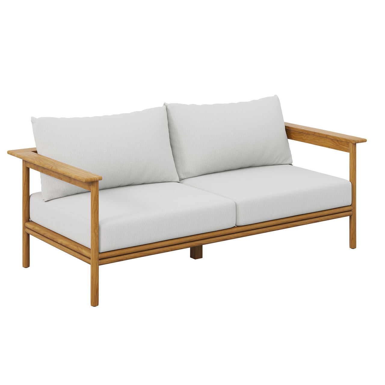 Weylan Alfresco Grade-A Teak Sofa, Natural Wood & Off-White