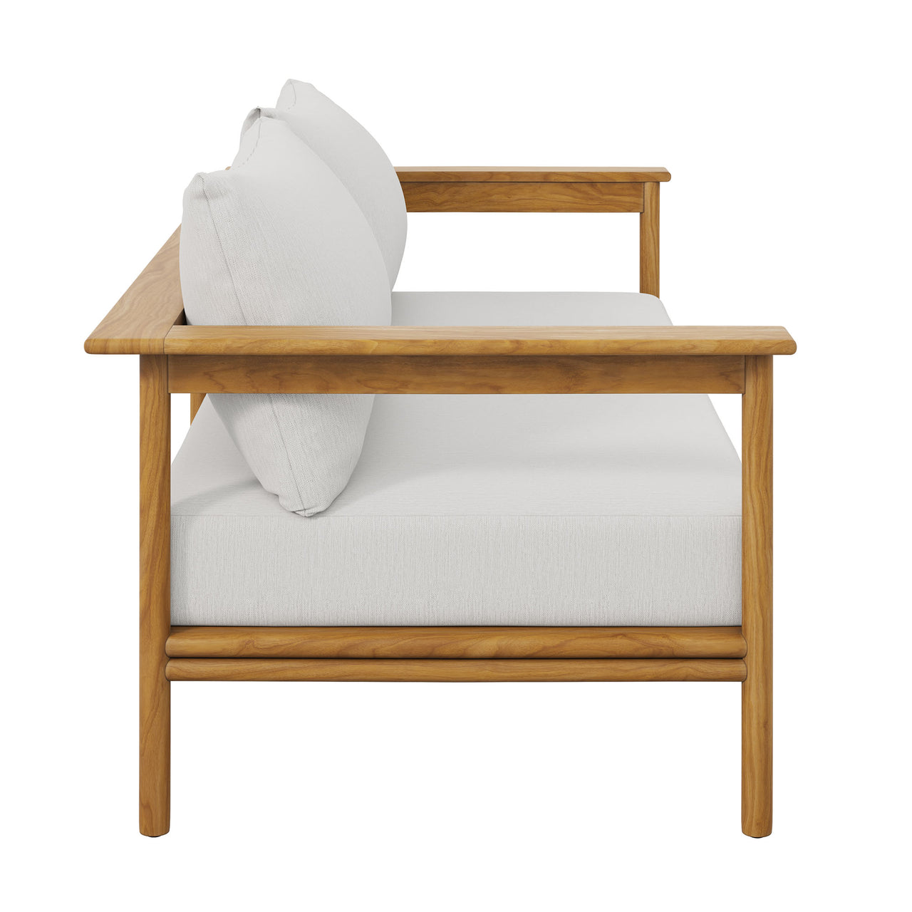 Weylan Alfresco Grade-A Teak Sofa, Natural Wood & Off-White