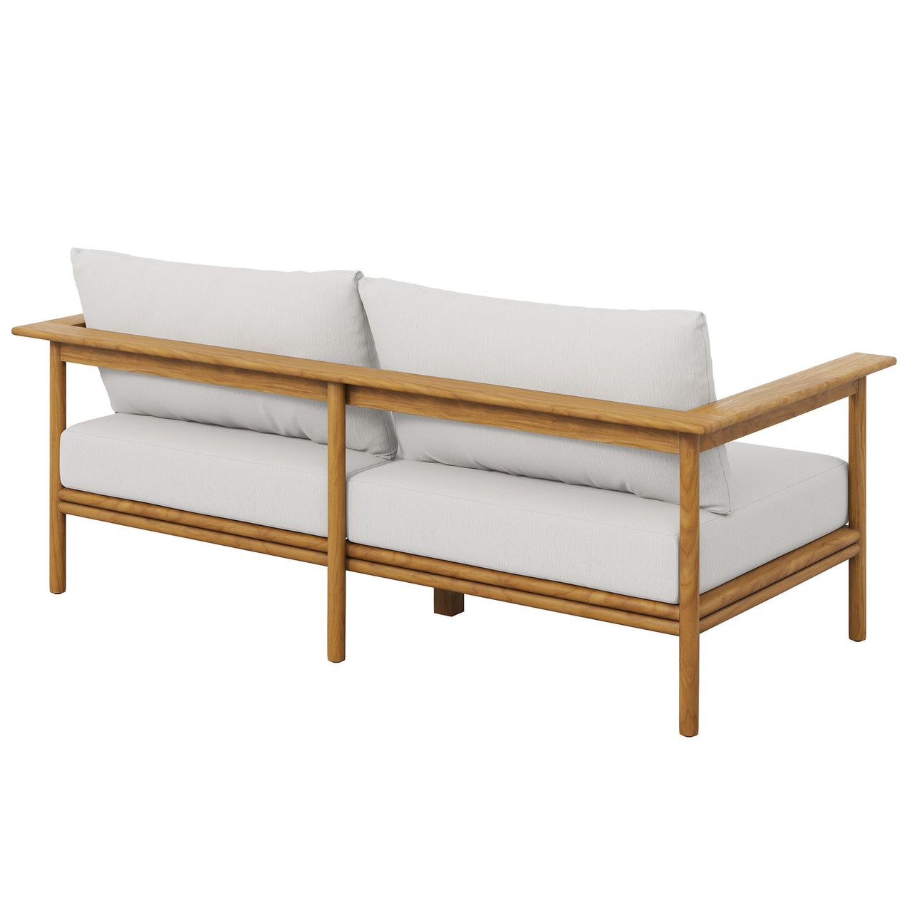 Weylan Alfresco Grade-A Teak Sofa, Natural Wood & Off-White