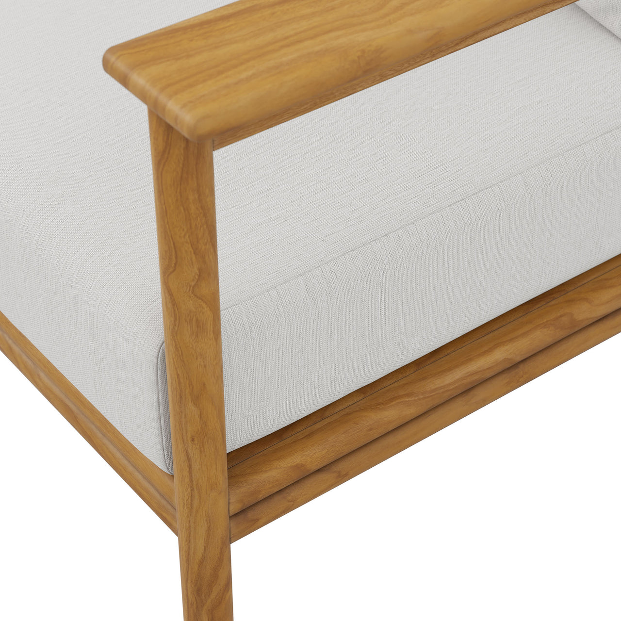 Weylan Alfresco Grade-A Teak Sofa, Natural Wood & Off-White
