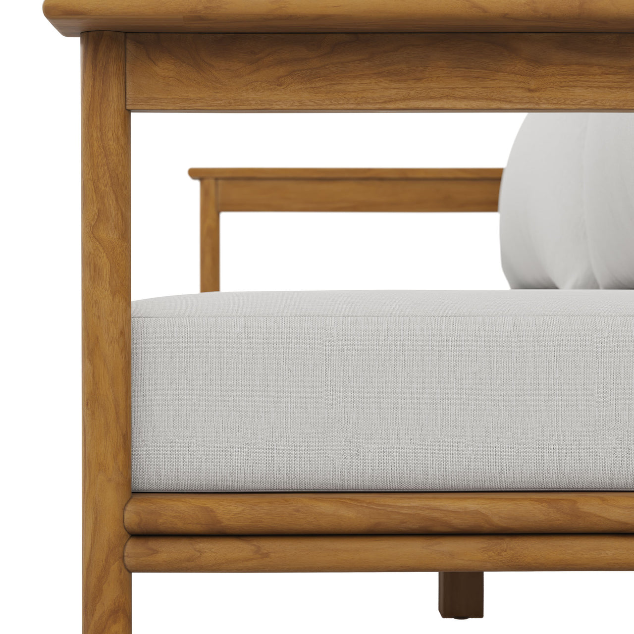 Weylan Alfresco Grade-A Teak Sofa, Natural Wood & Off-White