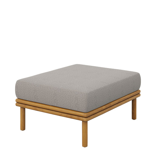 Weylan Alfresco Grade-A Teak Ottoman, Natural Wood & Gray
