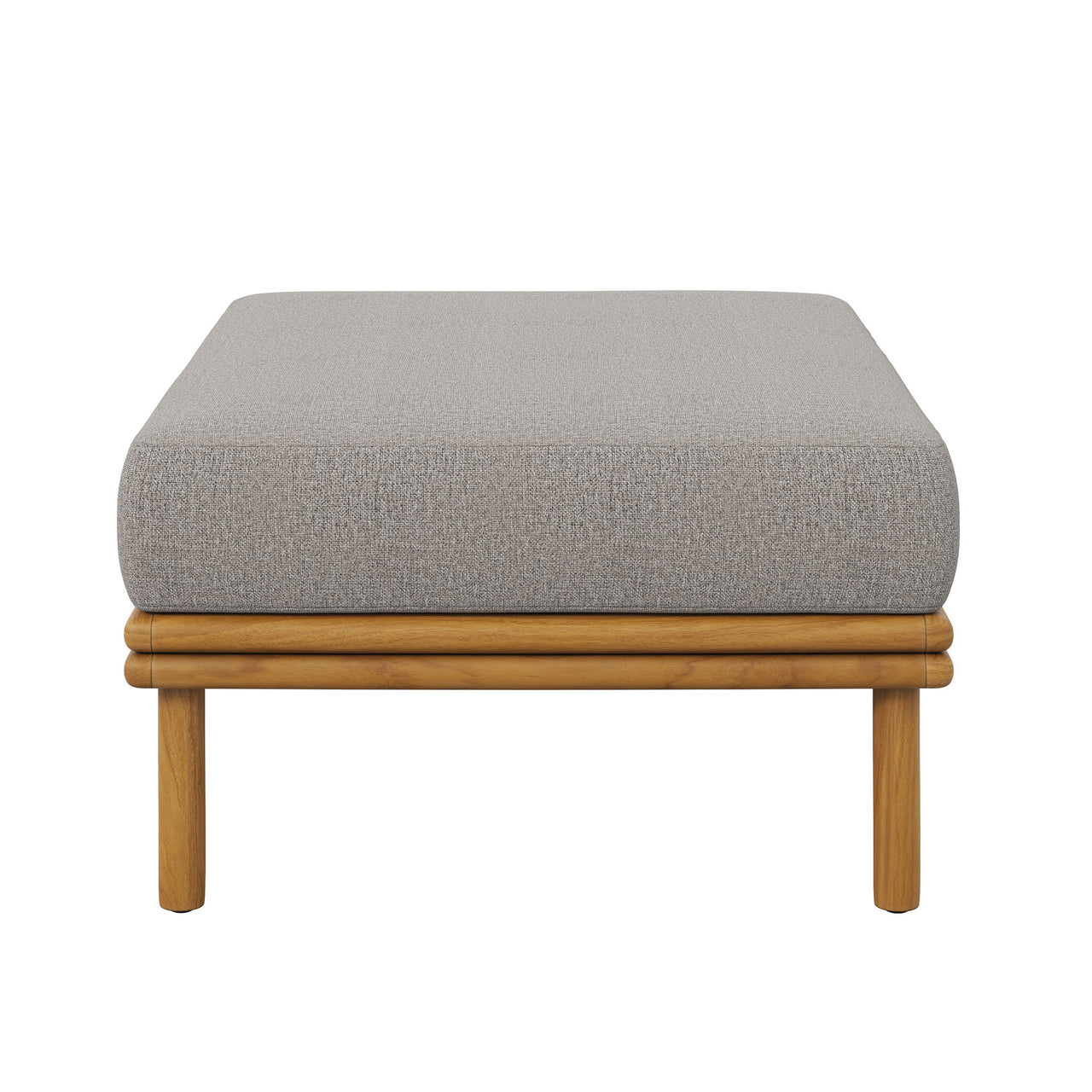 Weylan Alfresco Grade-A Teak Ottoman, Natural Wood & Gray