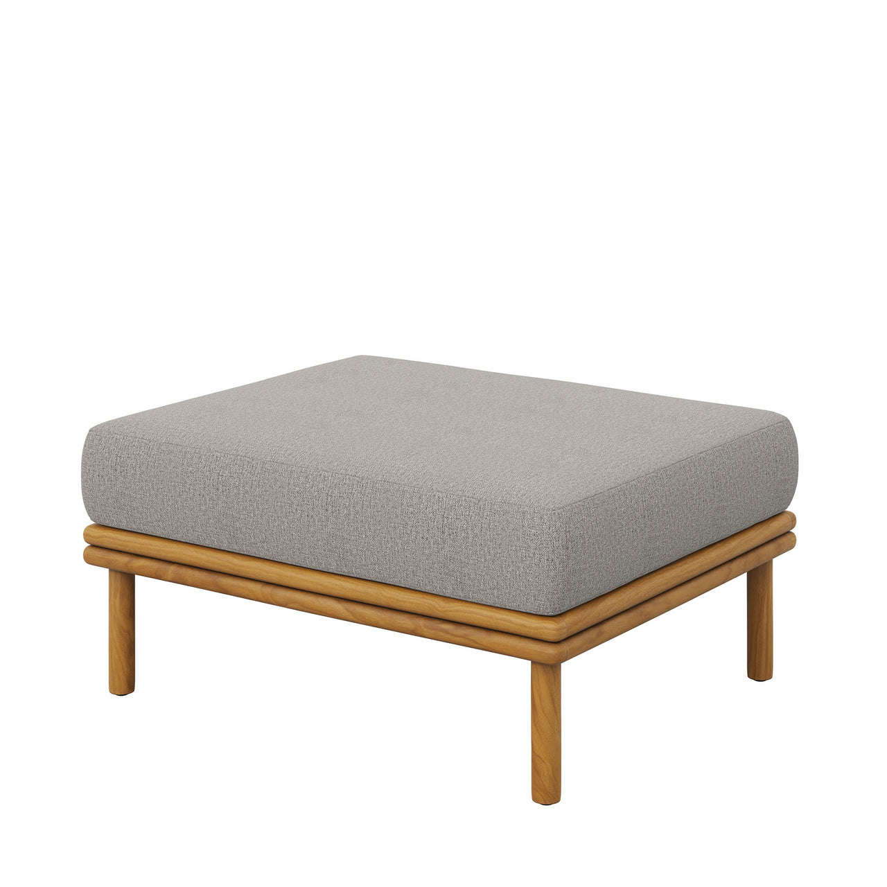 Weylan Alfresco Grade-A Teak Ottoman, Natural Wood & Gray