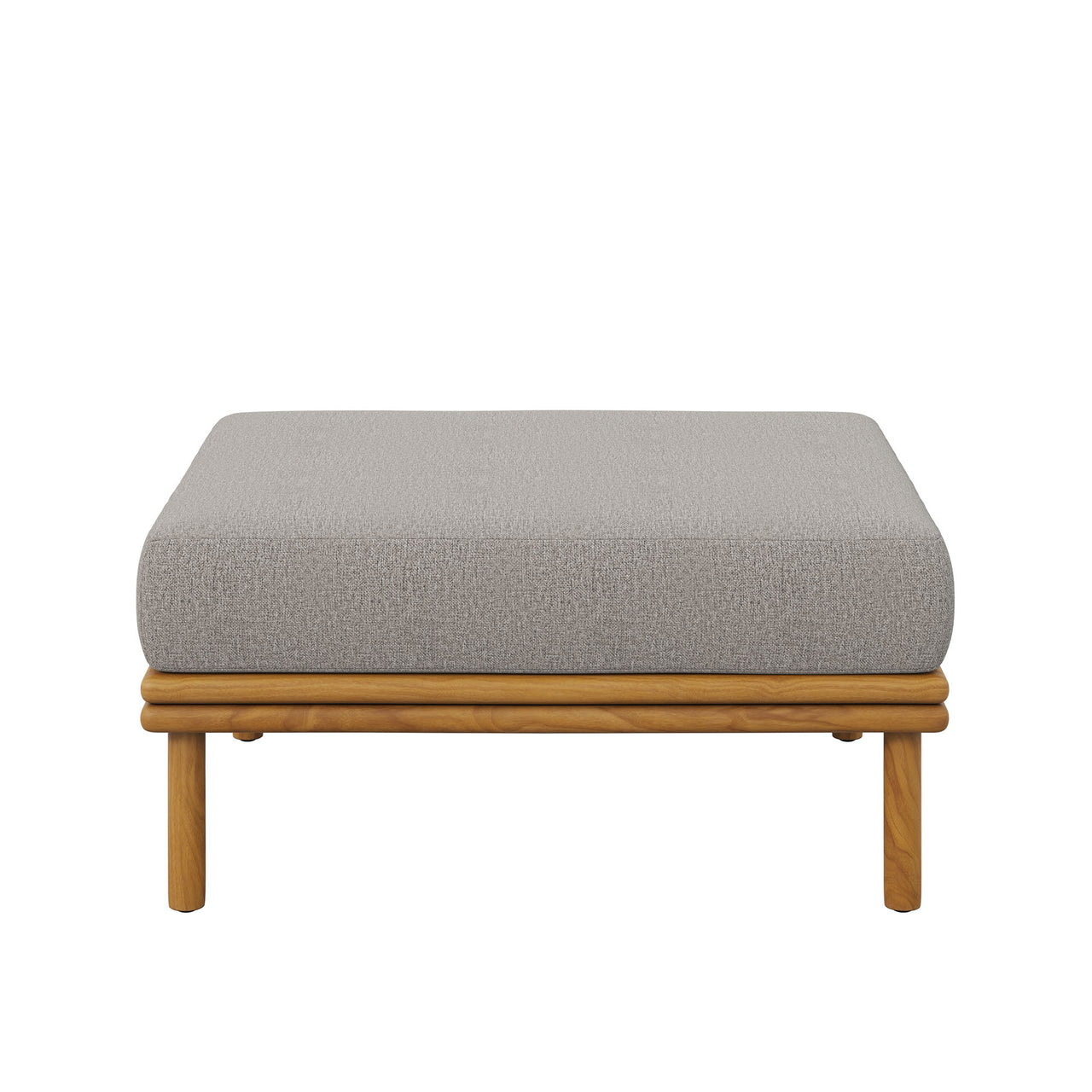 Weylan Alfresco Grade-A Teak Ottoman, Natural Wood & Gray