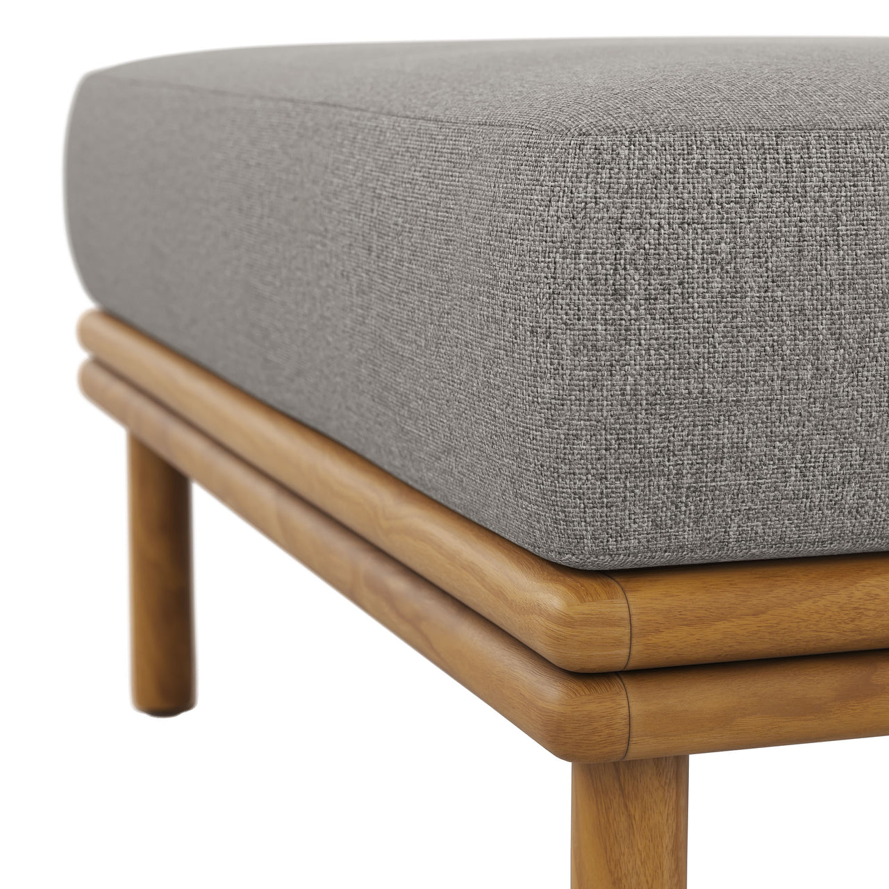 Weylan Alfresco Grade-A Teak Ottoman, Natural Wood & Gray