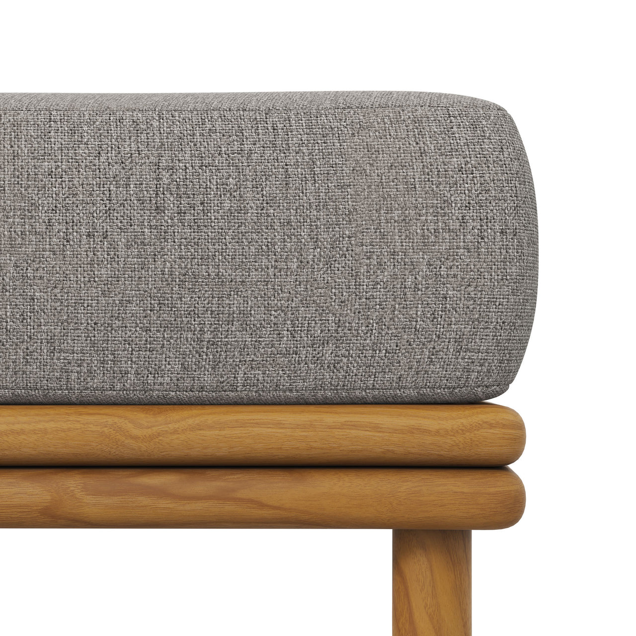 Weylan Alfresco Grade-A Teak Ottoman, Natural Wood & Gray