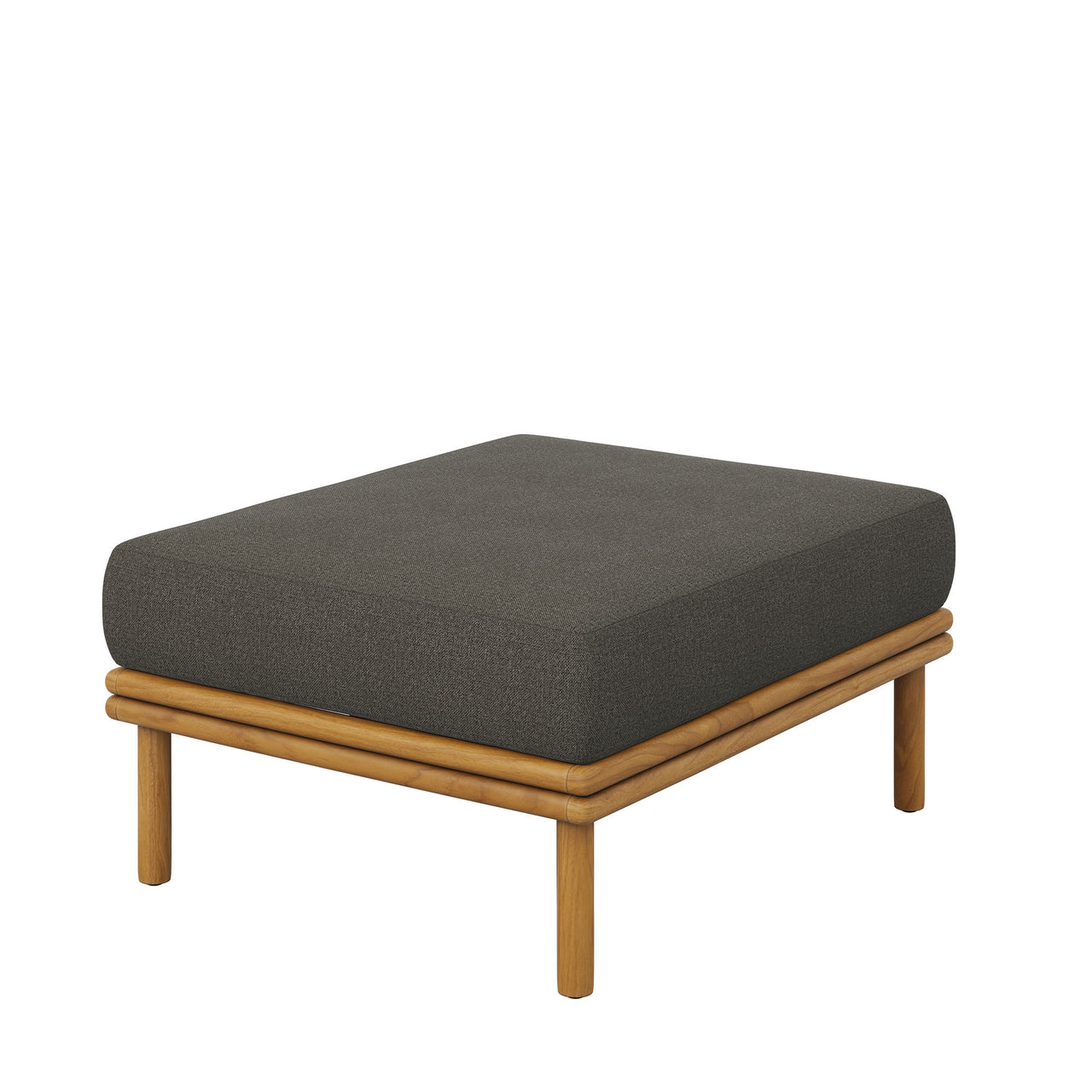 Weylan Alfresco Grade-A Teak Ottoman, Natural Wood & Charcoal