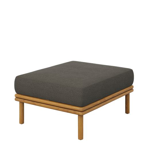 Weylan Alfresco Grade-A Teak Ottoman, Natural Wood & Charcoal