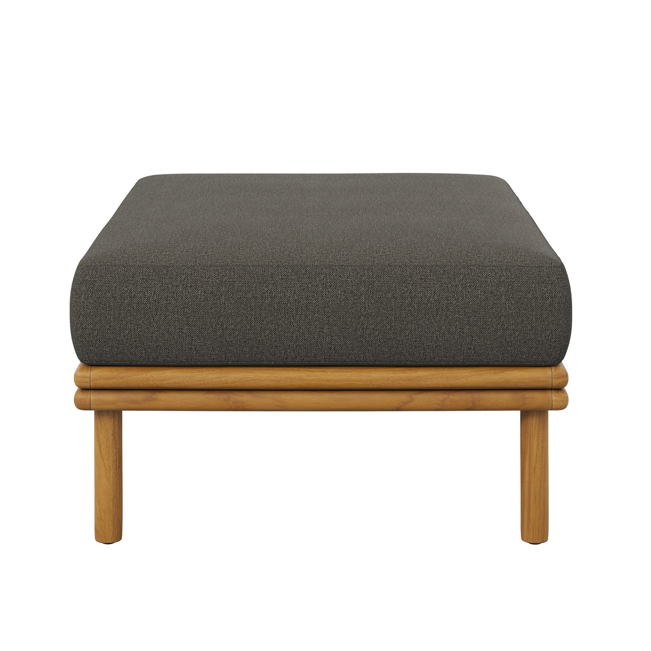 Weylan Alfresco Grade-A Teak Ottoman, Natural Wood & Charcoal