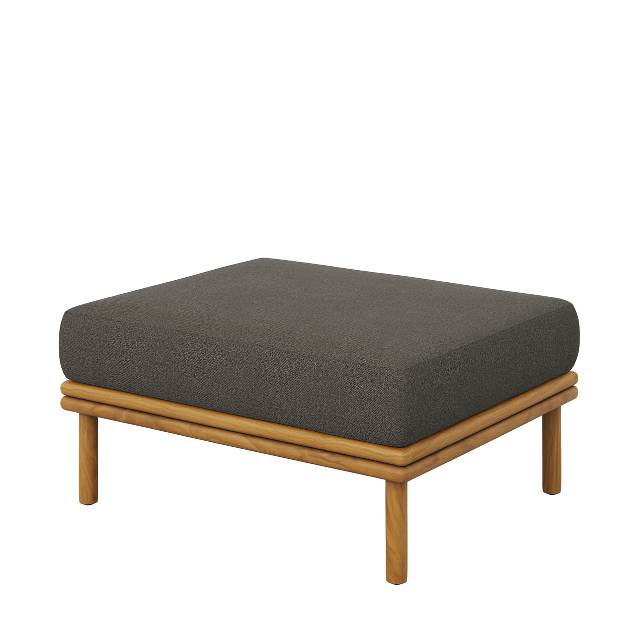 Weylan Alfresco Grade-A Teak Ottoman, Natural Wood & Charcoal