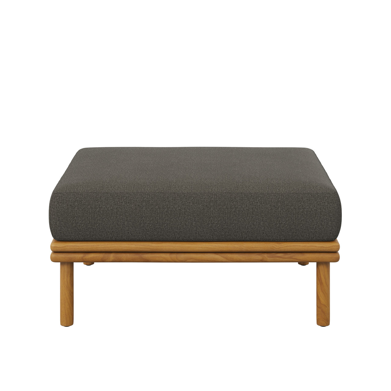 Weylan Alfresco Grade-A Teak Ottoman, Natural Wood & Charcoal