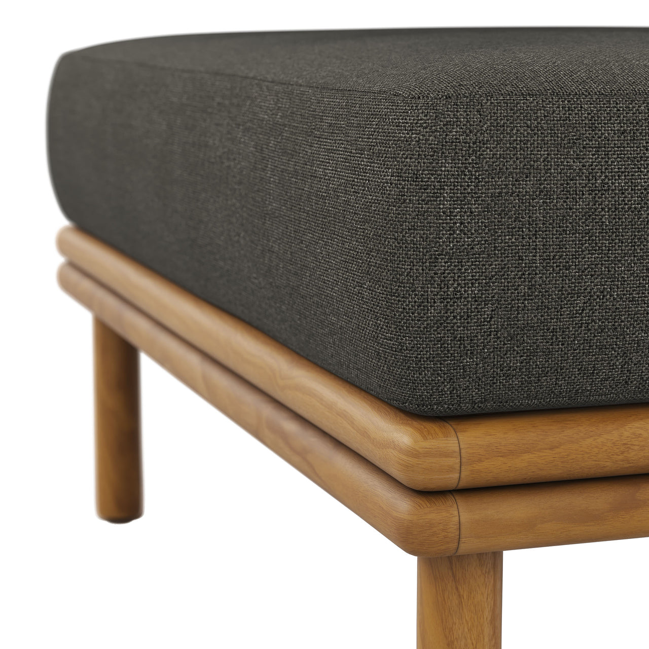 Weylan Alfresco Grade-A Teak Ottoman, Natural Wood & Charcoal