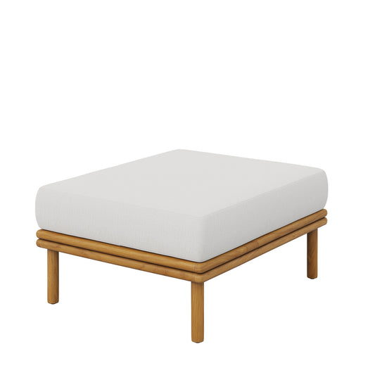 Weylan Alfresco Grade-A Teak Ottoman, Natural Wood & Off-White