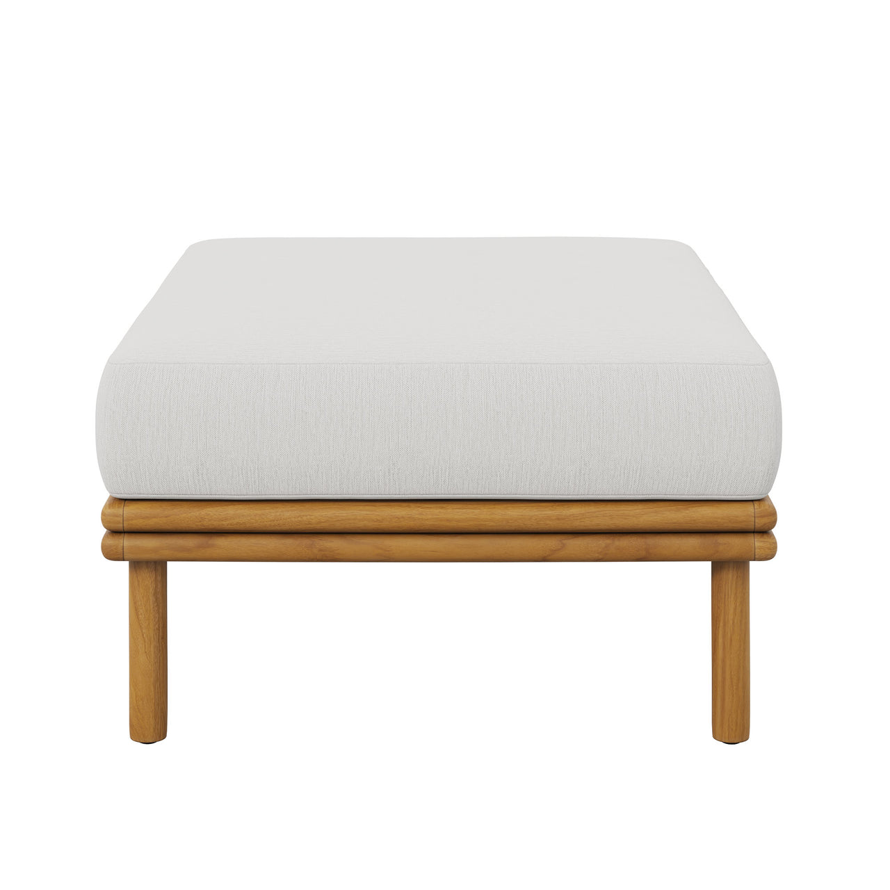 Weylan Alfresco Grade-A Teak Ottoman, Natural Wood & Off-White