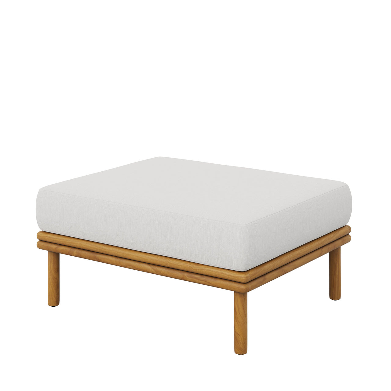 Weylan Alfresco Grade-A Teak Ottoman, Natural Wood & Off-White