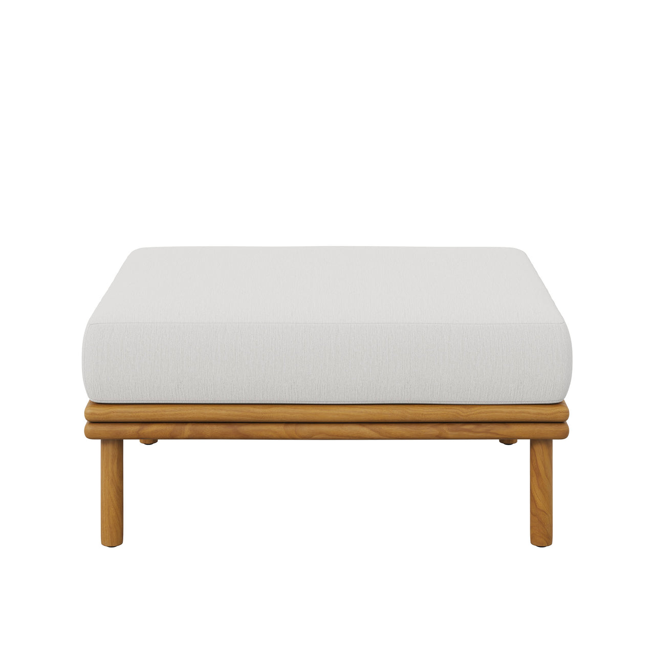 Weylan Alfresco Grade-A Teak Ottoman, Natural Wood & Off-White