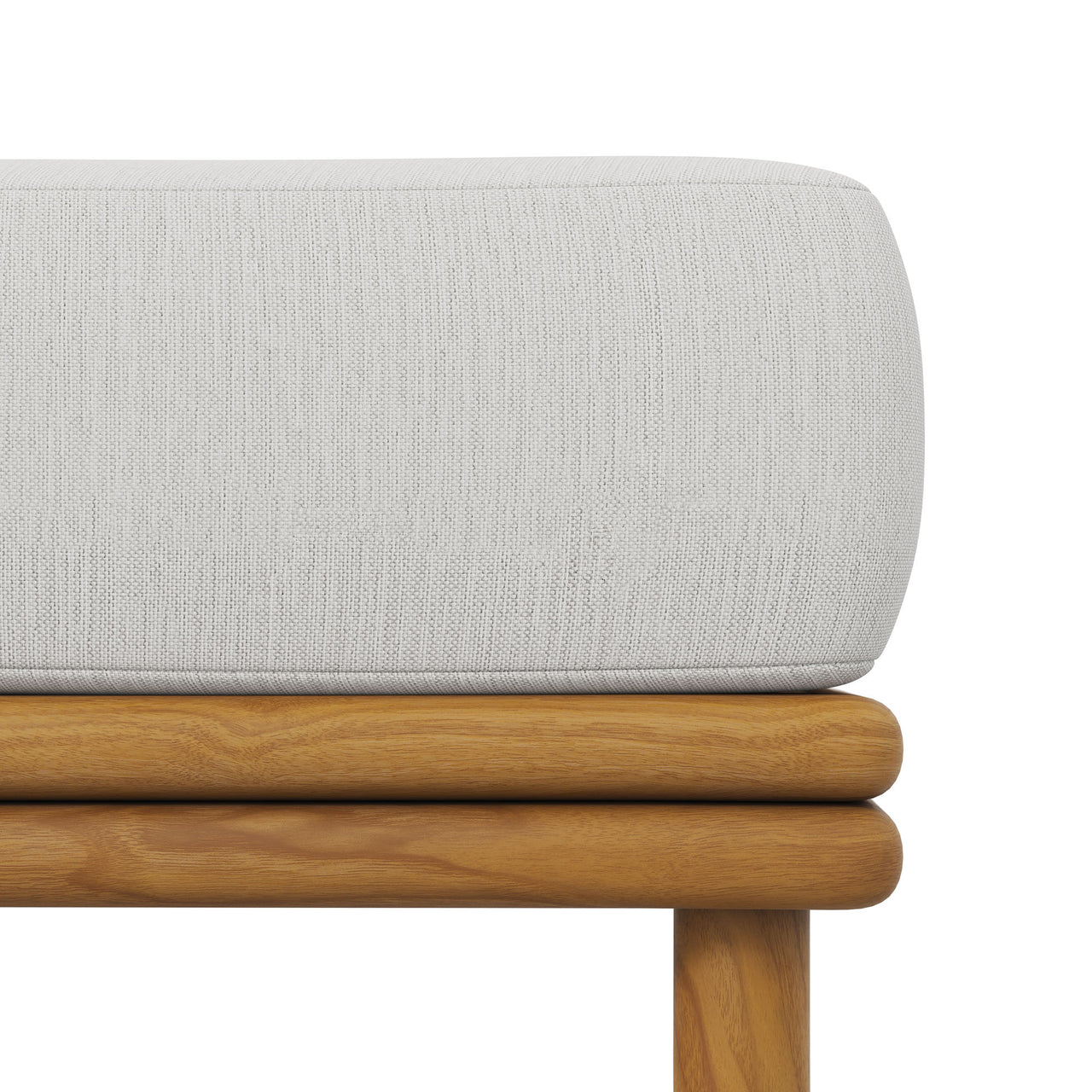 Weylan Alfresco Grade-A Teak Ottoman, Natural Wood & Off-White