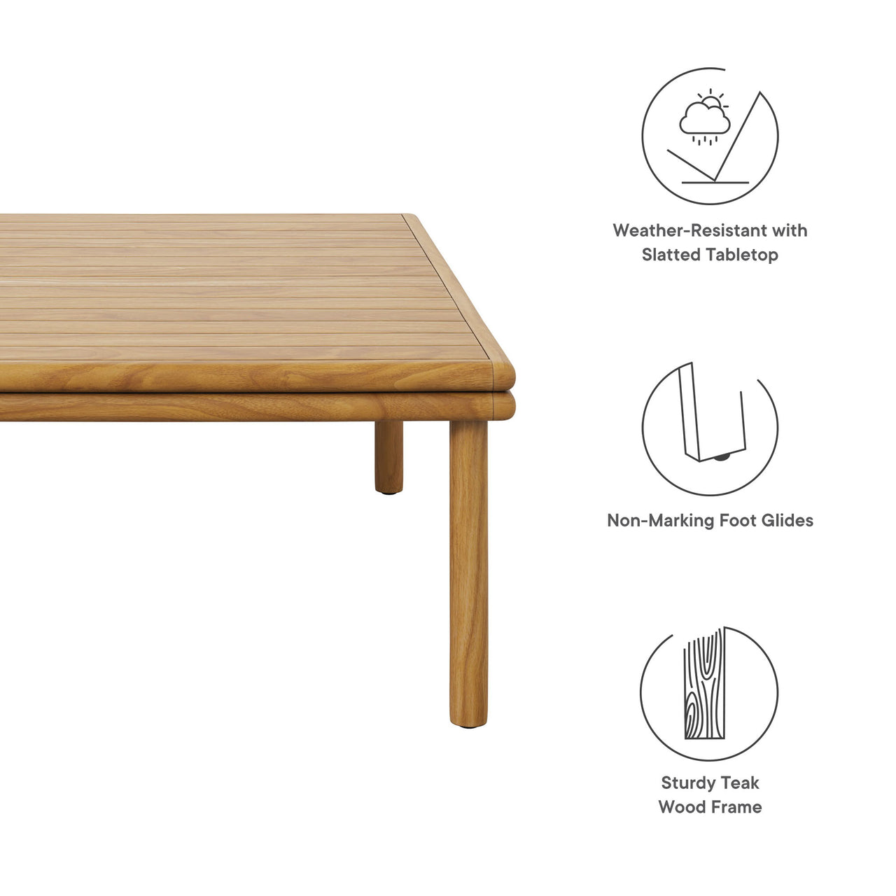 Weylan Alfresco Grade-A Teak Coffee Table, Natural Wood