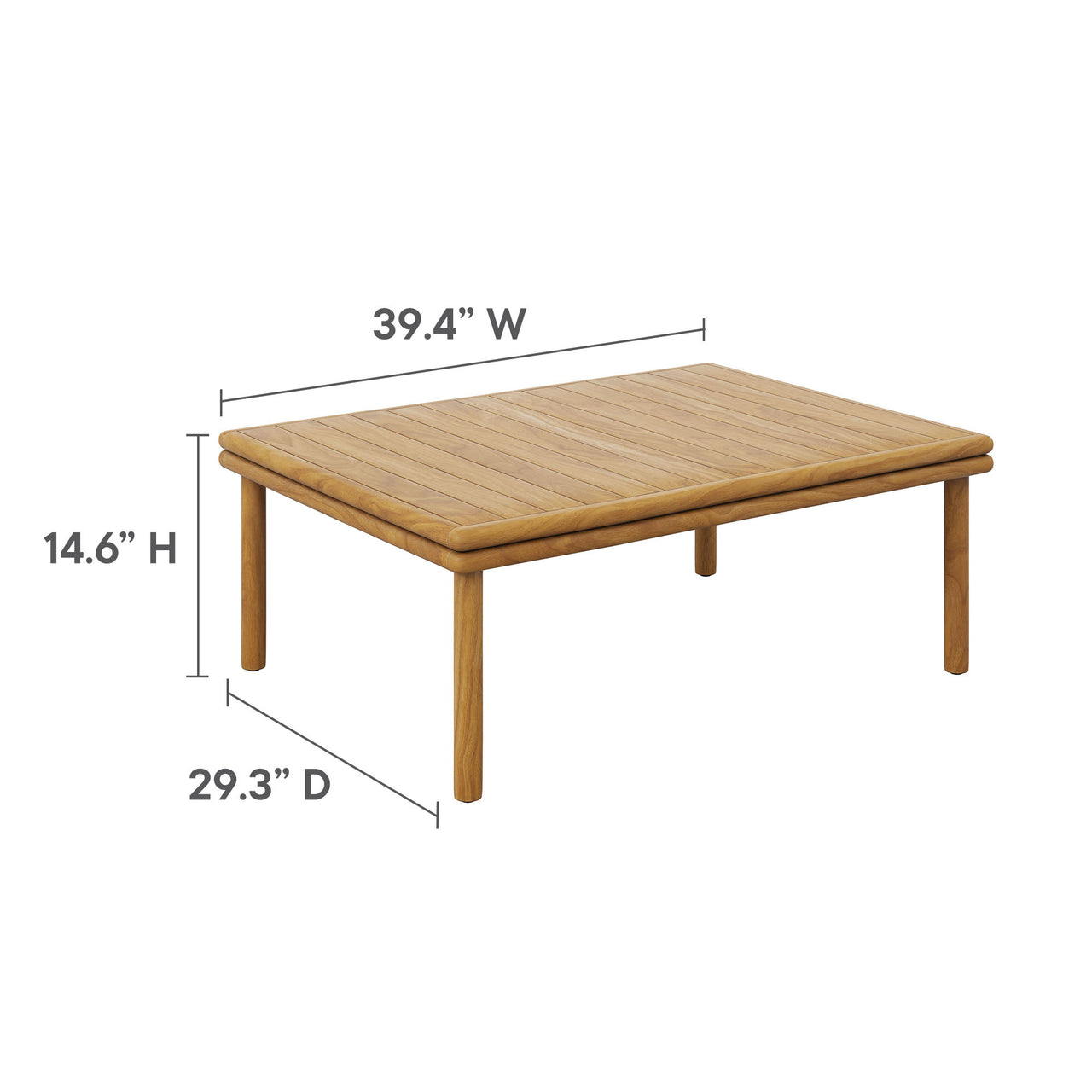 Weylan Alfresco Grade-A Teak Coffee Table, Natural Wood