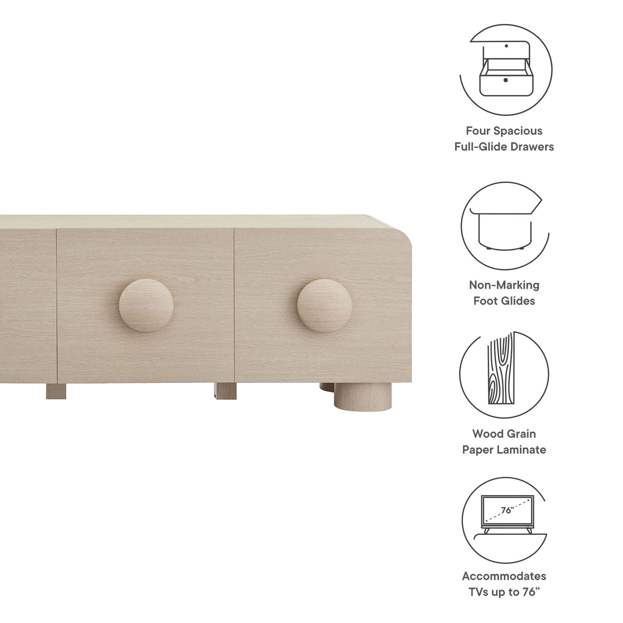 Button TV Stand, Cream