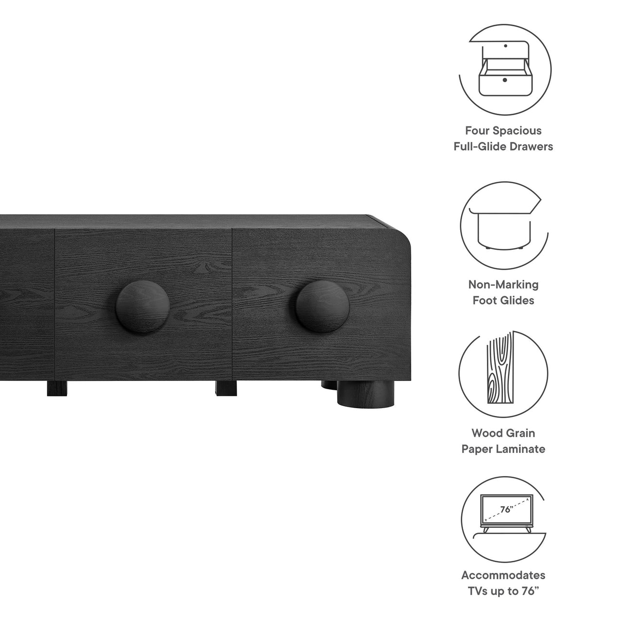 Button TV Stand, Black