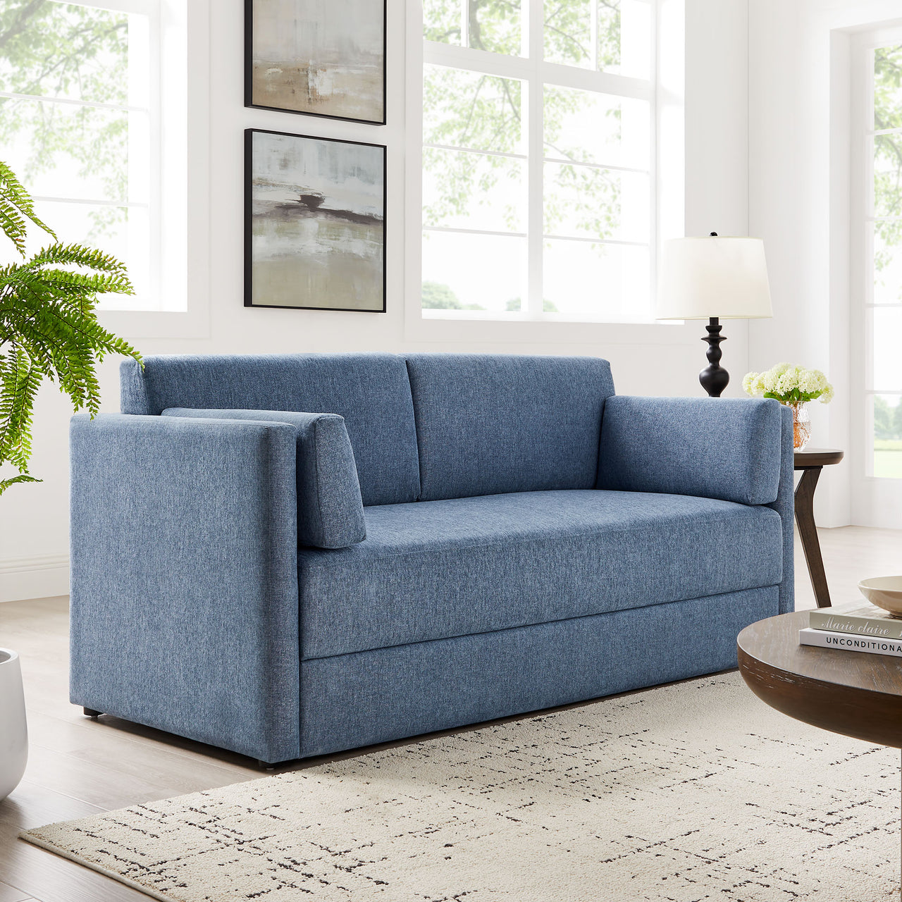 Maveren Chenille Sofa, Blue