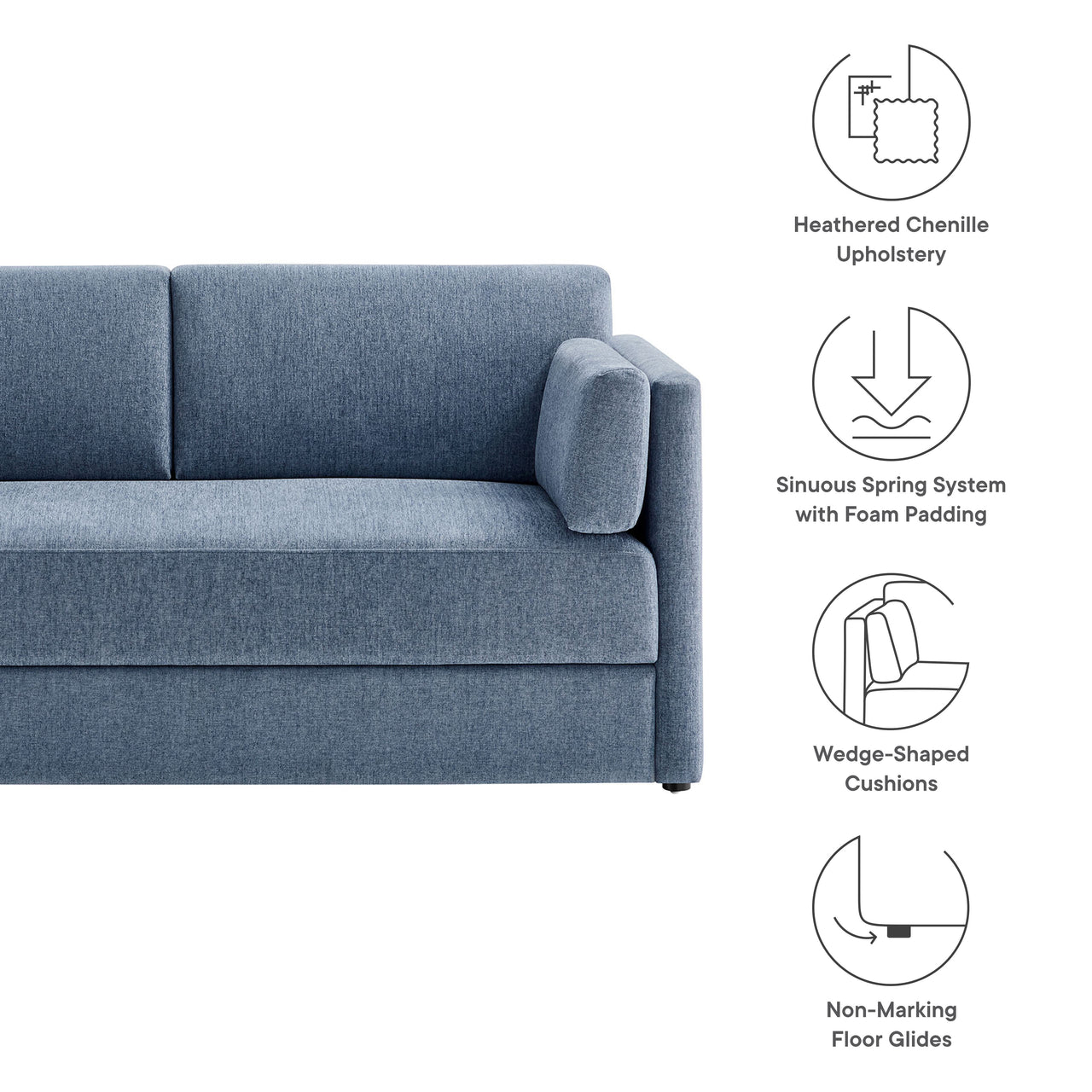 Maveren Chenille Sofa, Blue