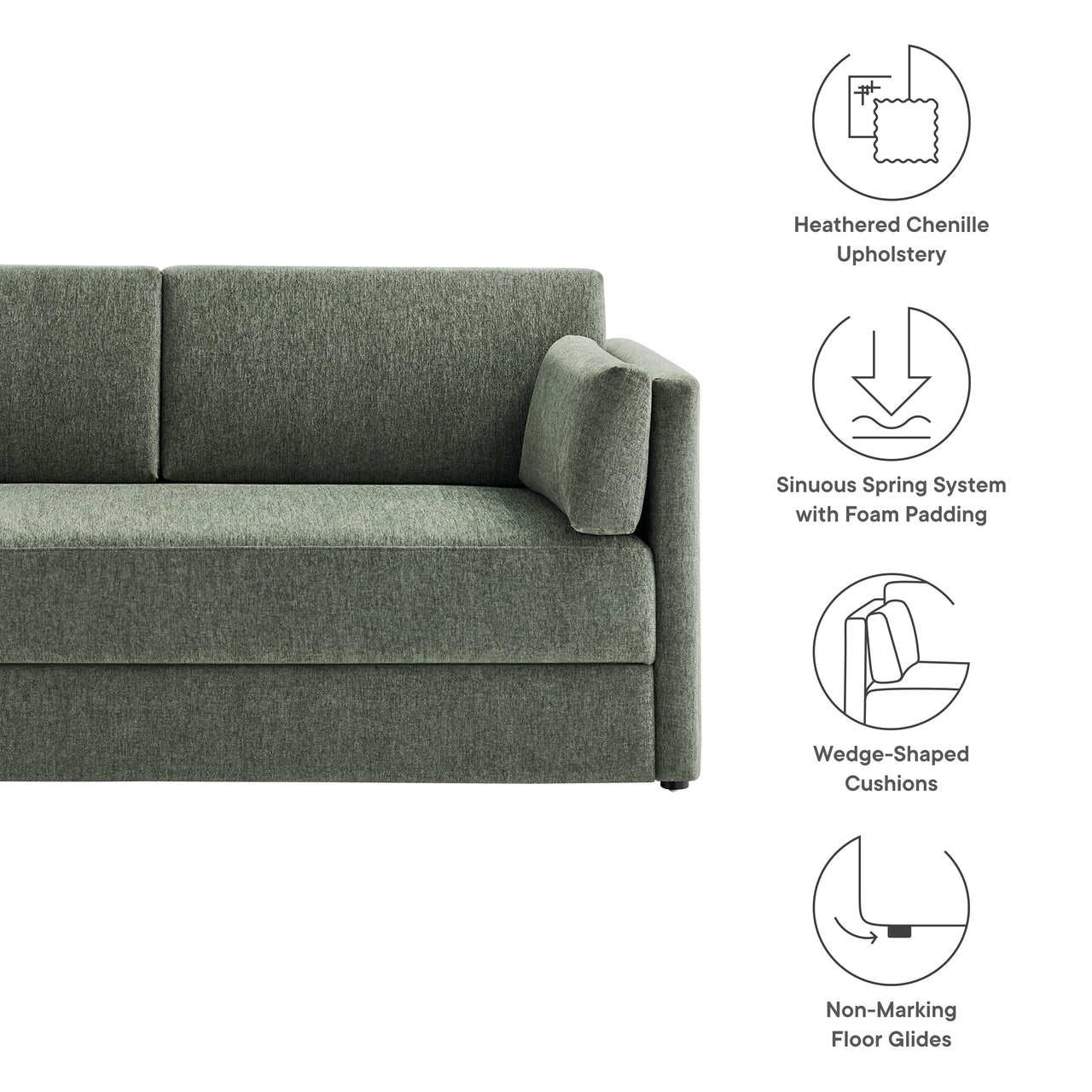 Maveren Chenille Sofa, Fern