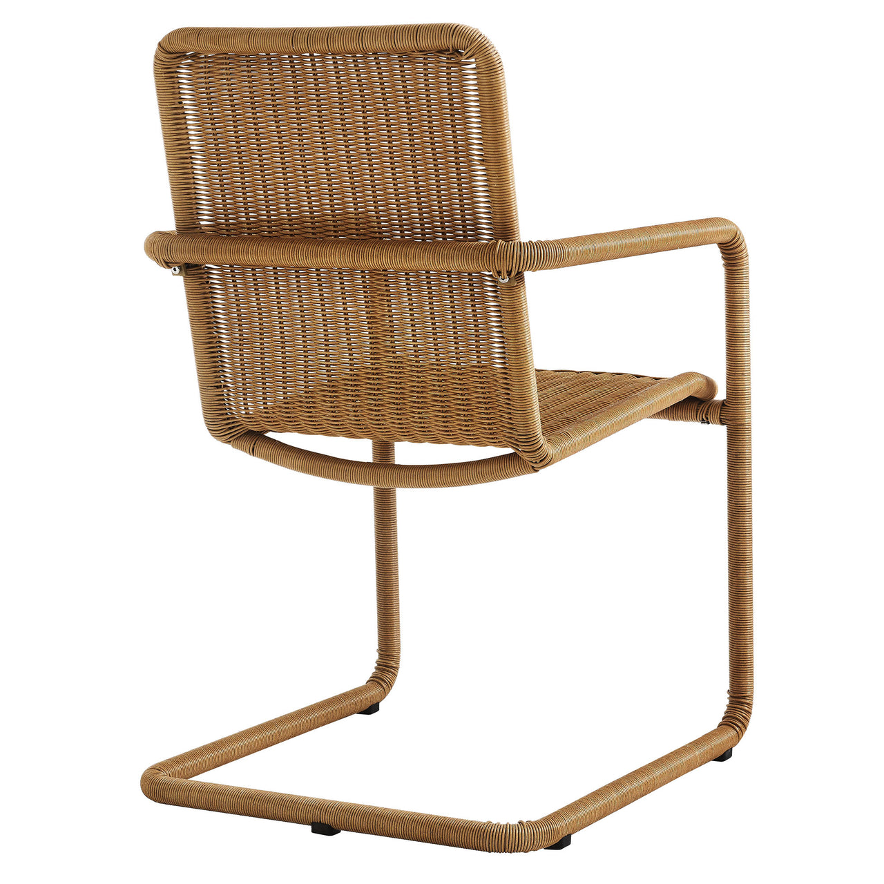 Sorella 7-Piece Rectangular Alfresco Dining Table Set with Rattan Armchairs, Natural Wood