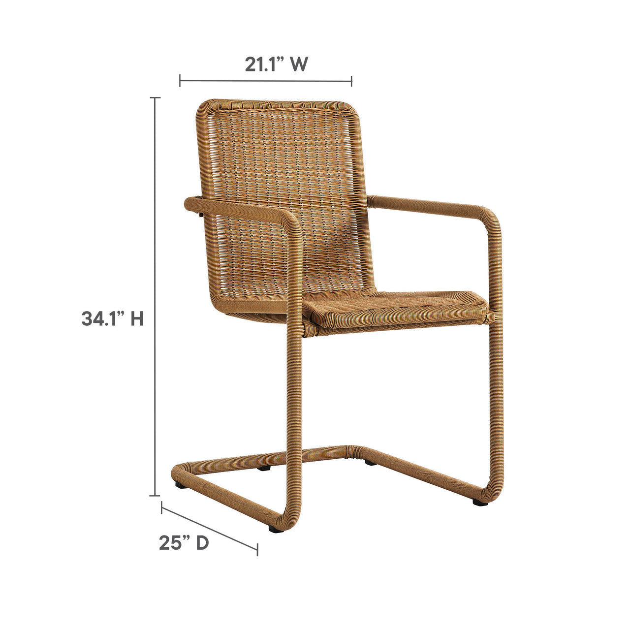 Sorella Alfresco Wicker Dining Chair Set of 2, Natural Wood