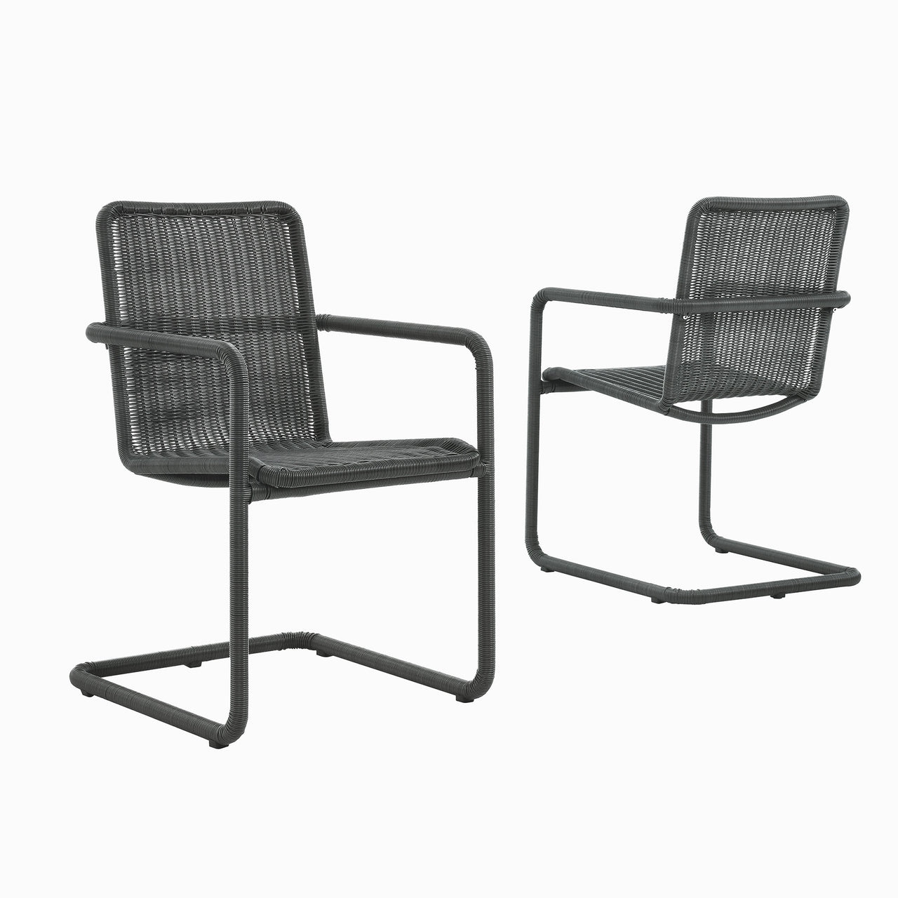 Sorella Alfresco Wicker Dining Chair Set of 2, Slate