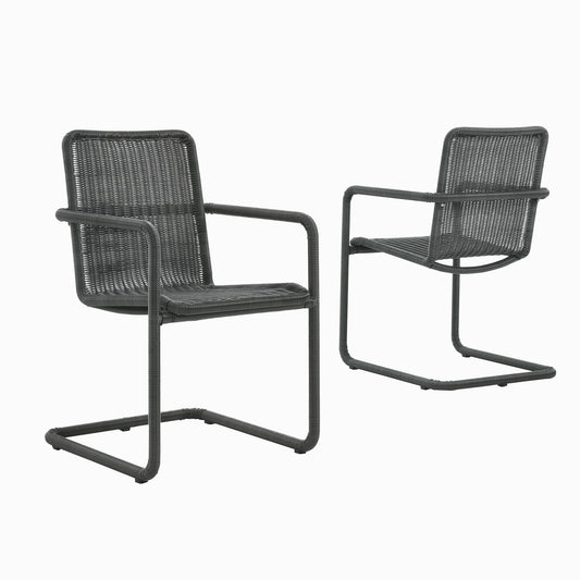 Abacus Outdoor Patio Wicker Dining Chairs Set of 2, Slate