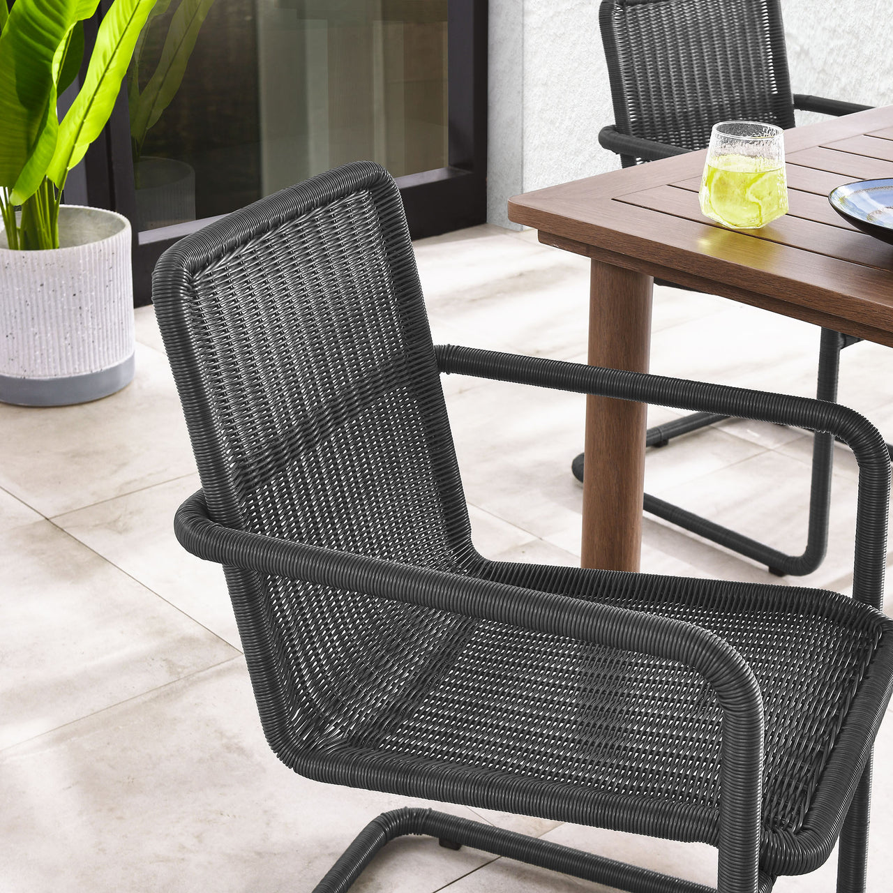Sorella Alfresco Wicker Dining Chair Set of 2, Slate