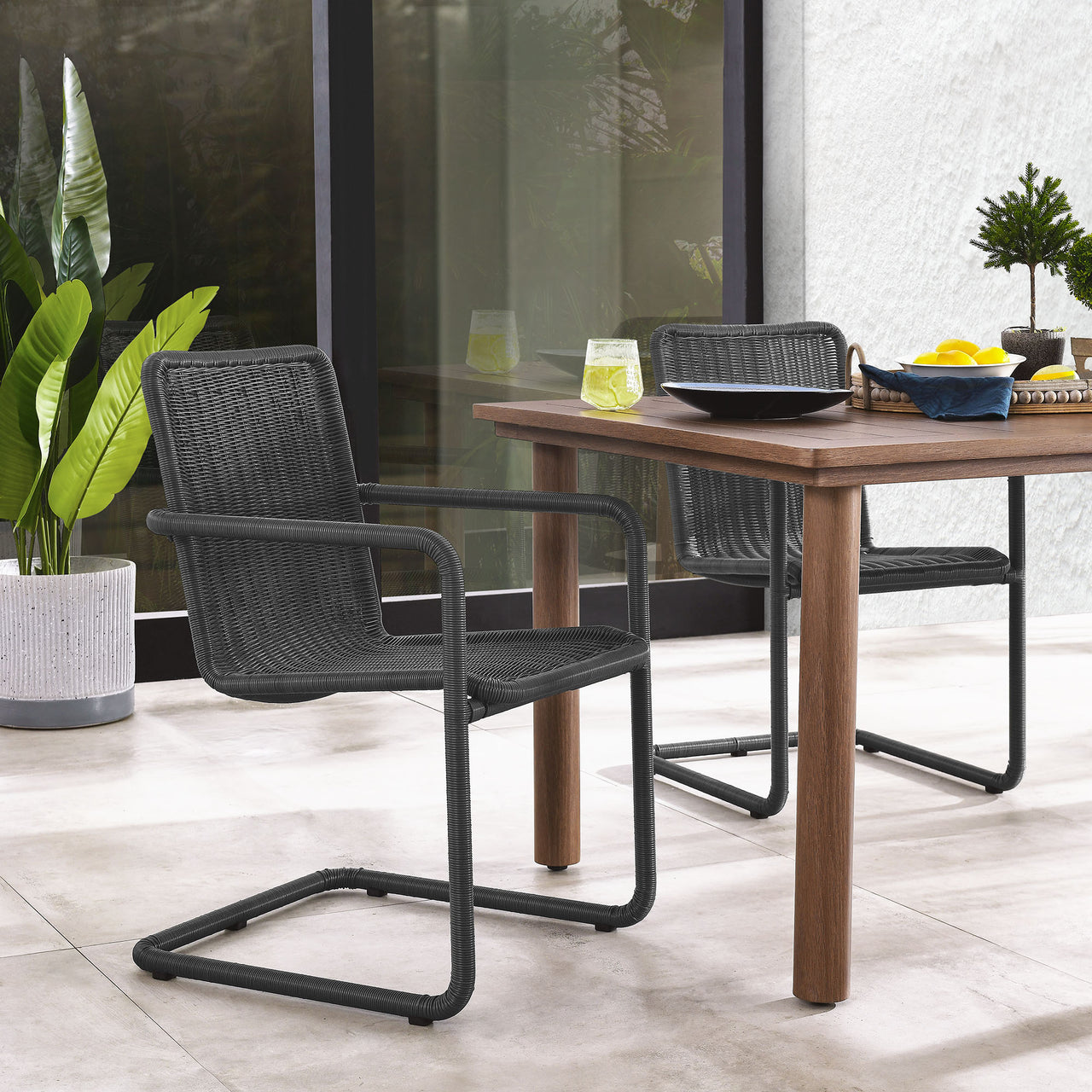Sorella Alfresco Wicker Dining Chair Set of 2, Slate