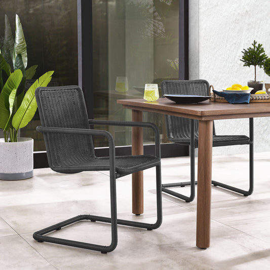 Sorella Alfresco Wicker Dining Chair Set of 2, Slate