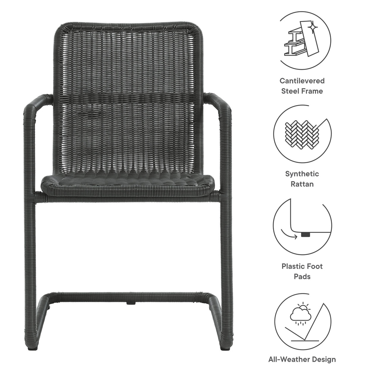 Sorella Alfresco Wicker Dining Chair Set of 2, Slate