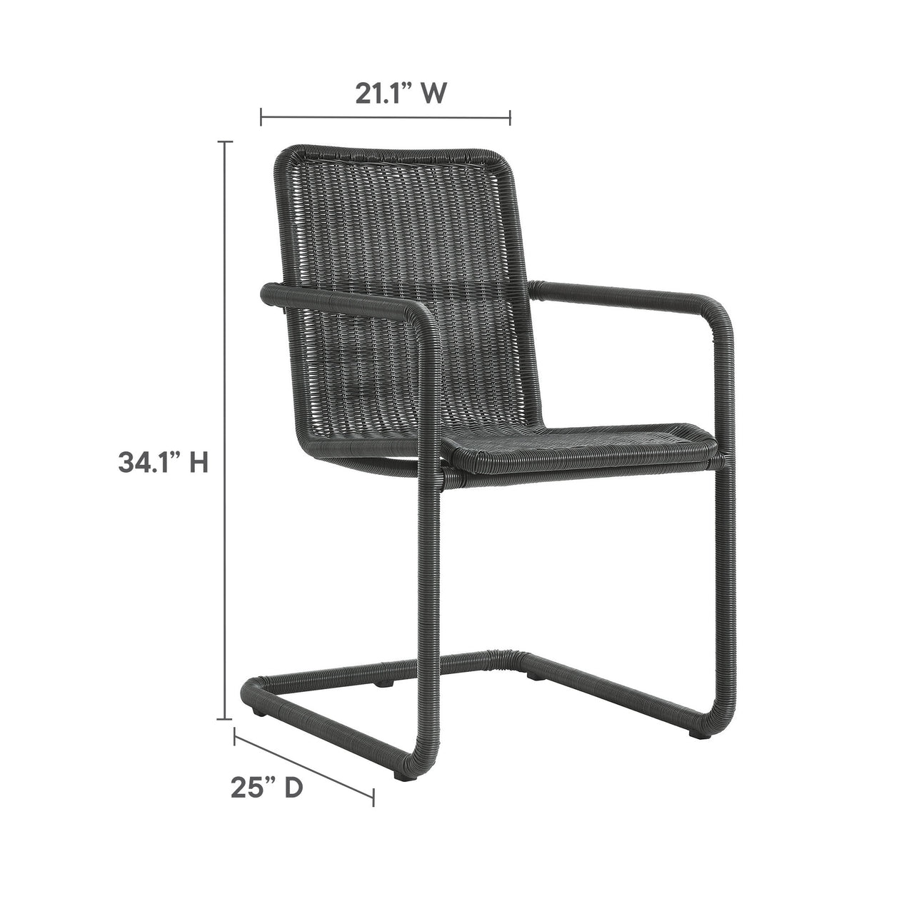 Sorella Alfresco Wicker Dining Chair Set of 2, Slate