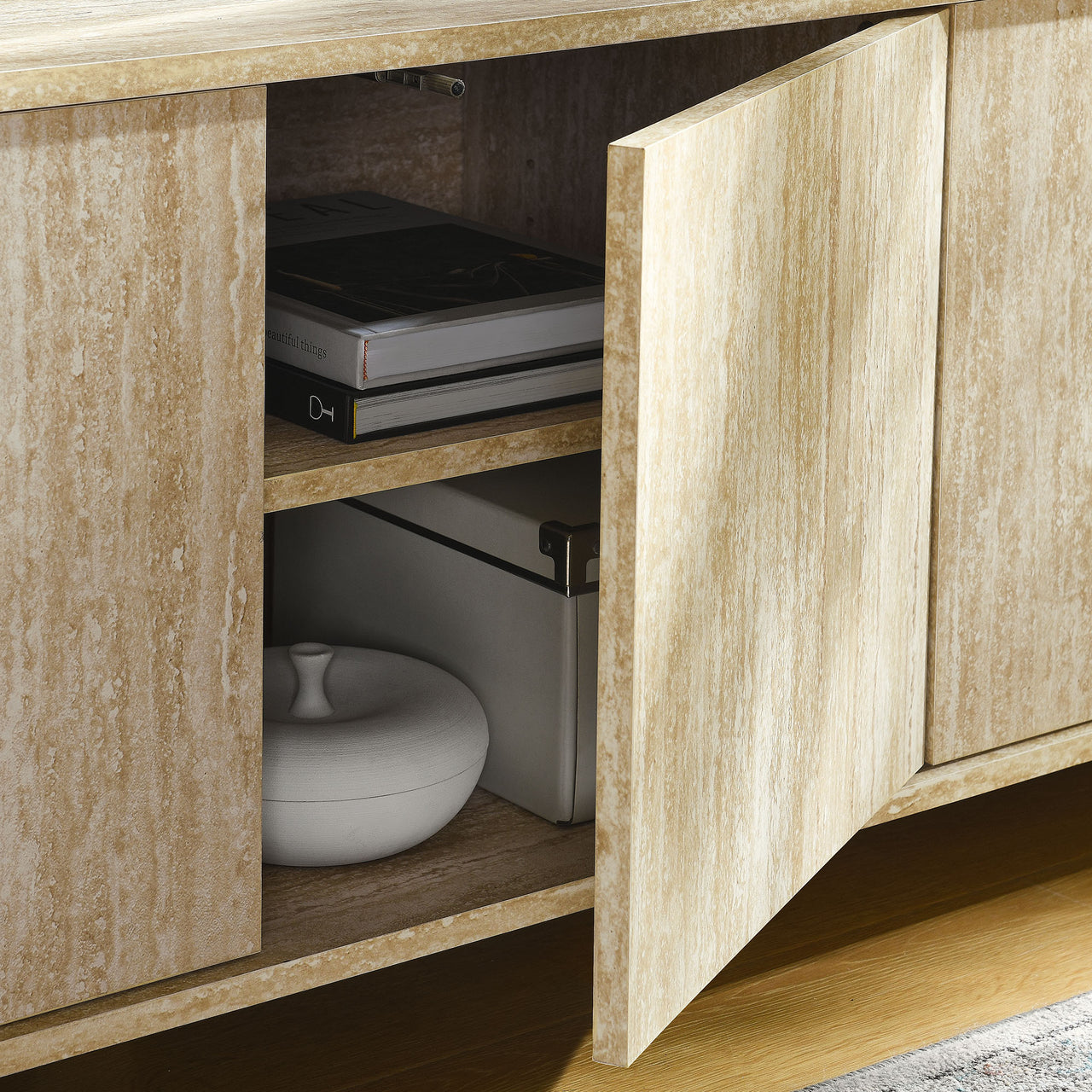 Orelith Laminate TV Stand, Travertine