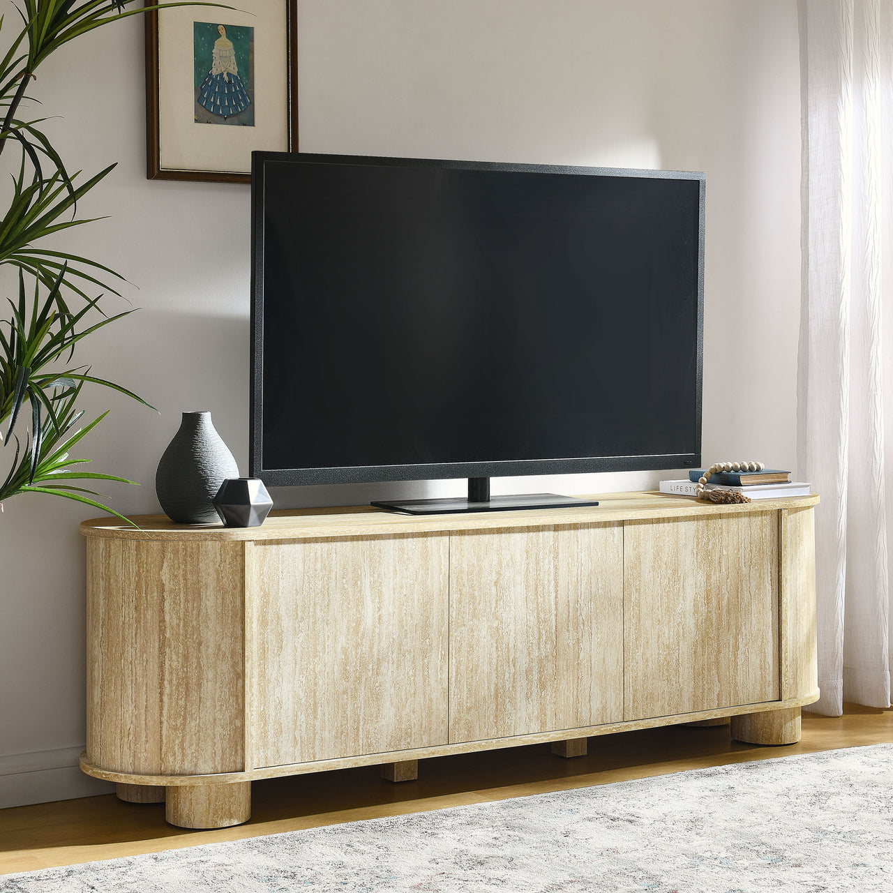 Orelith Laminate TV Stand, Travertine