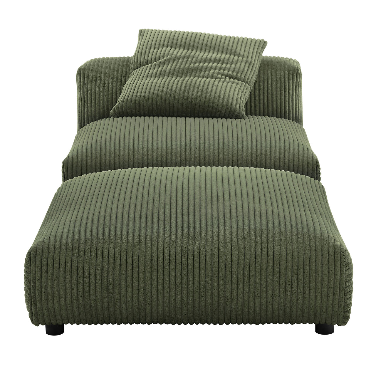 Leisure Modular Corduroy Armless Chair and Ottoman Set, Fern