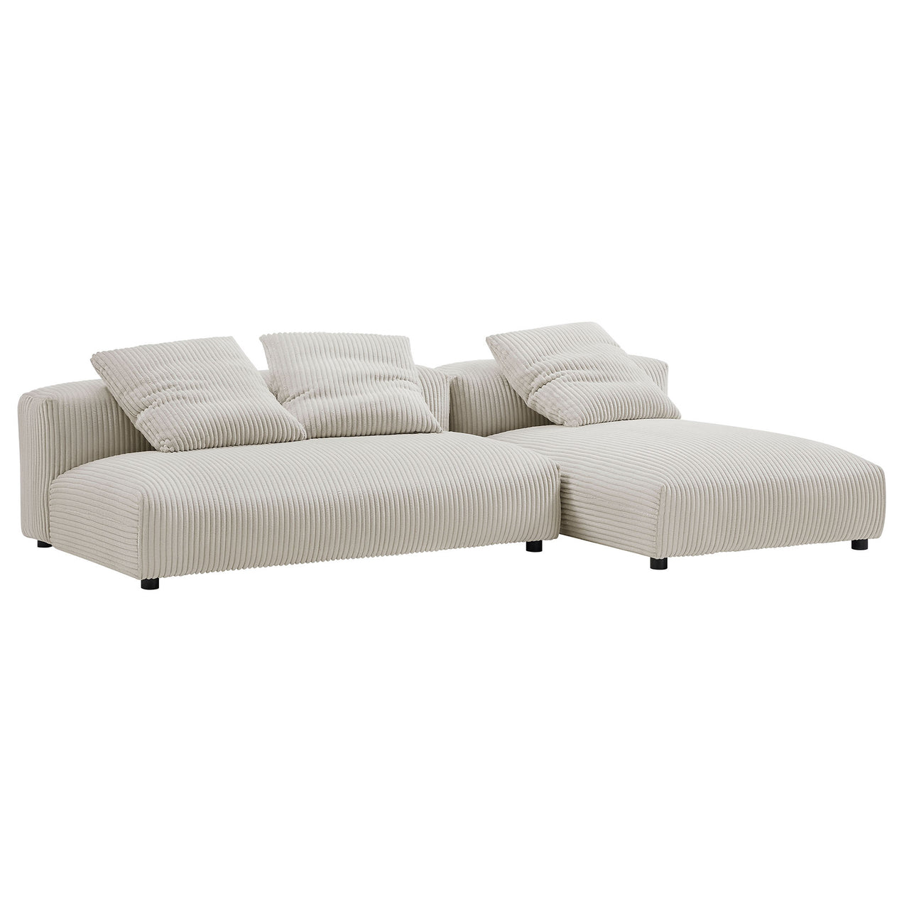 Leisure 2-Piece Modular Corduroy Sectional with Chaise, Almond