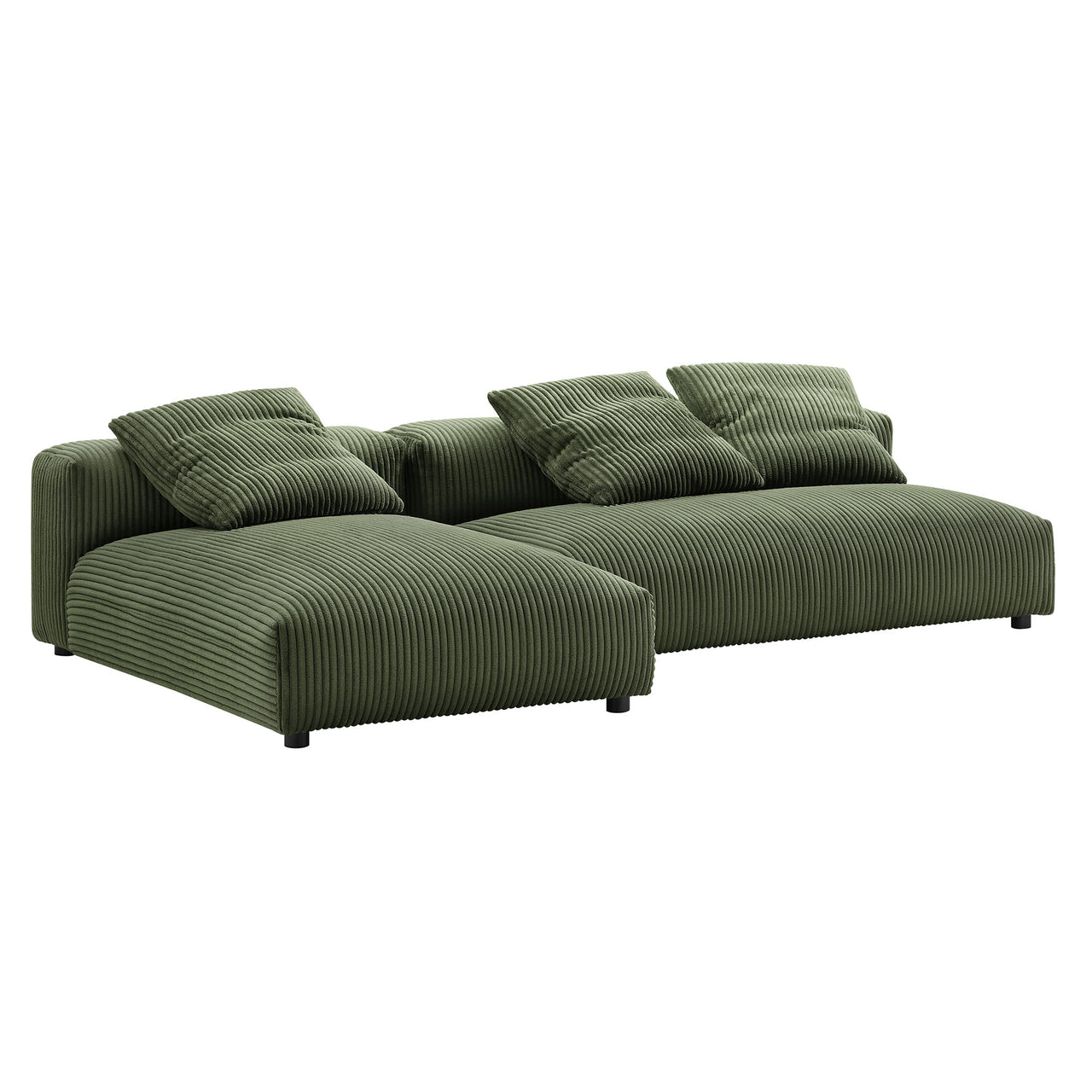 Leisure 2-Piece Modular Corduroy Sectional with Chaise, Fern
